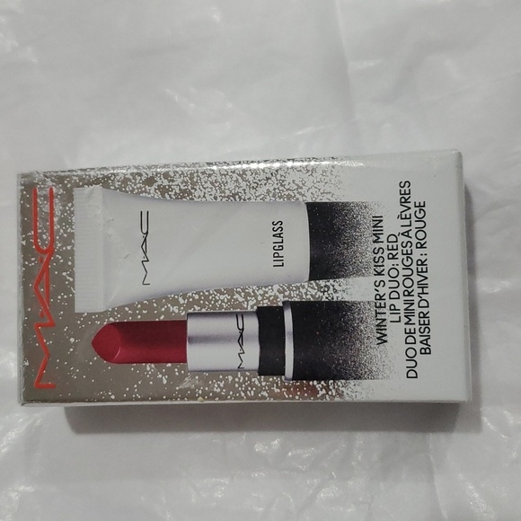 MAC cosmetics winter's kiss red matte lipstick & lipglass‎ mini lip duo new - Picture 1 of 10